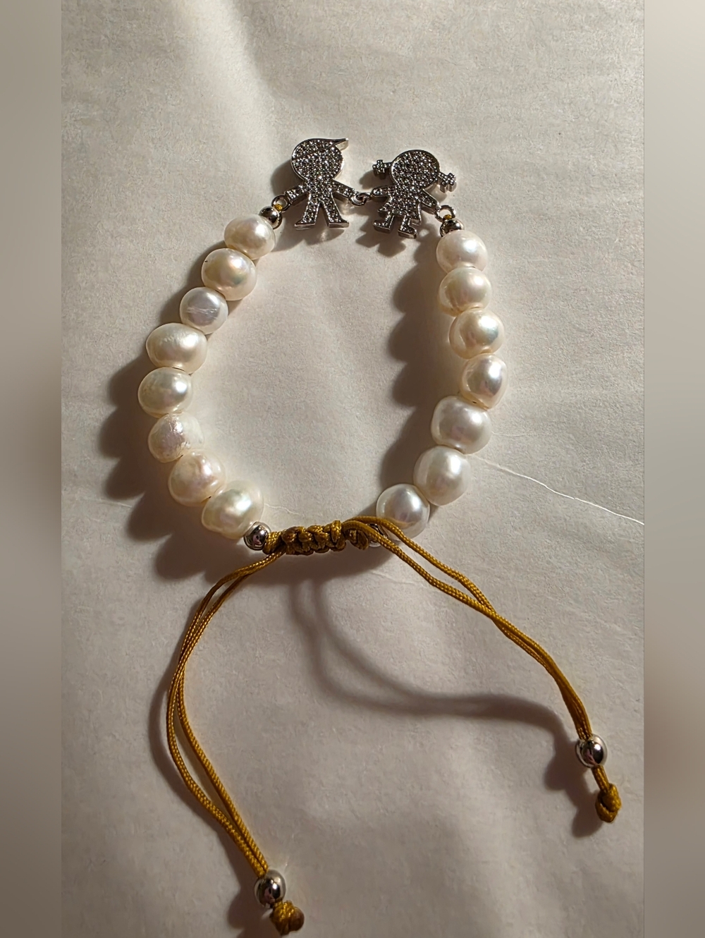 Freshwater Pearl Slider Bracelet with Silver Tone Charm - Picture 4 of 6